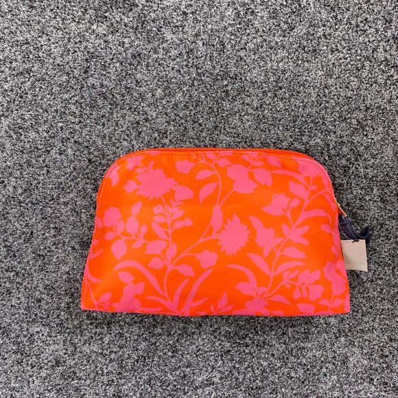 NEW Talbots Cosmetic Bag Logo Red Floral Print Toiletry Bag - Picture 2 of 6